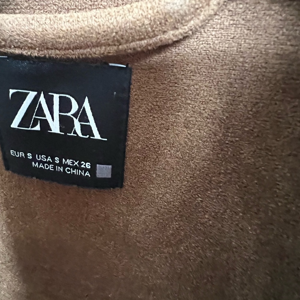 Zara Brown Suede-Look Button Front Jacket - Picture 5 of 5
